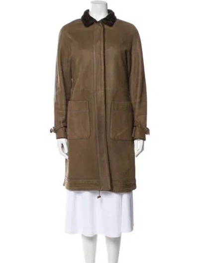 Pre-owned Loro Piana Shearling Lined Lambskin Coat In Brown