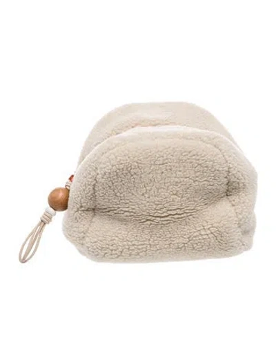 Pre-owned Loro Piana Shearling Puffy Pouch In Neutral