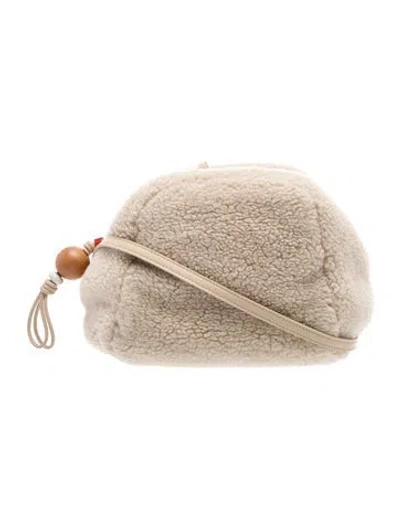Pre-owned Loro Piana Shearling Shearling Puffy Pouch In Neutral