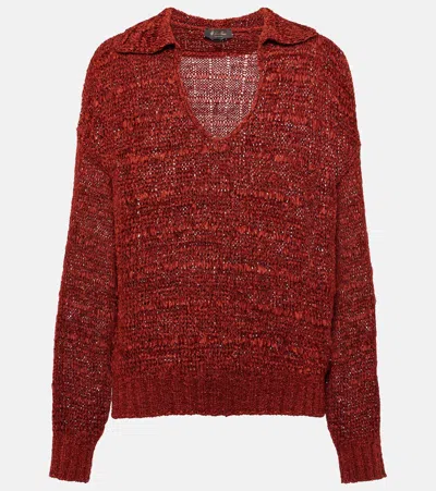 Loro Piana Shikotsu Silk Polo Sweater In Red