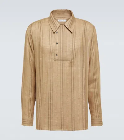 Loro Piana Shinano Linen Polo Shirt In Neutral