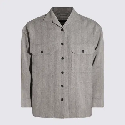 Loro Piana Casual Shirt With Chest Pockets And Collared Neck In Gray