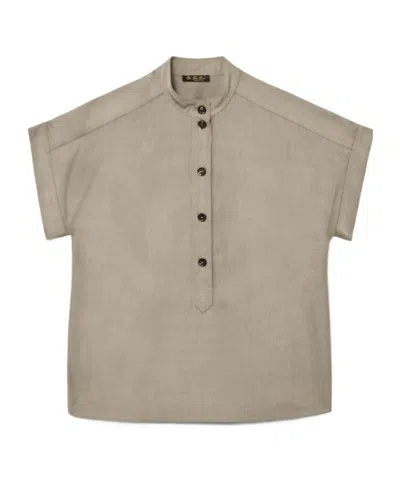 Loro Piana Short-sleeved Buttoned Top In Nude