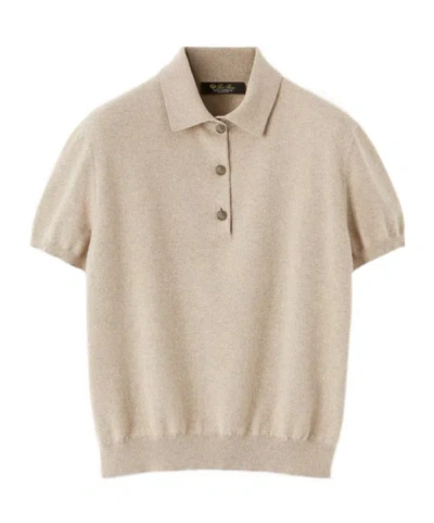 Loro Piana Short-sleeved Knit Polo Shirt In Brown