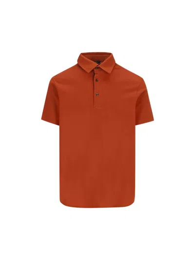 Loro Piana Short Sleeved Polo Shirt In Orange