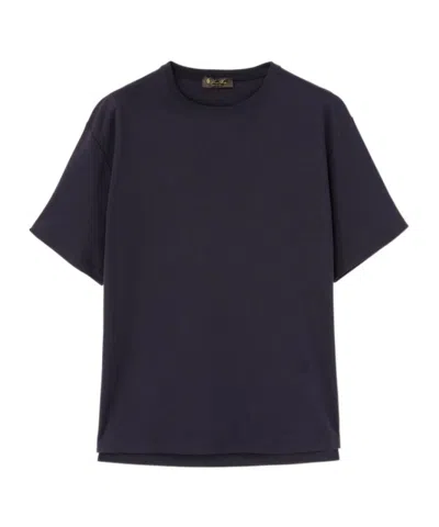 Loro Piana Short-sleeved Round Collar T-shirt In Navy Blue