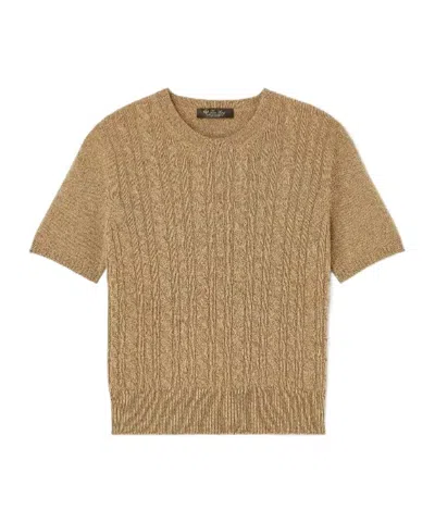 Loro Piana Short-sleeved Round-neck Sweater In Nude