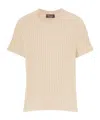Loro Piana Short-sleeved Sweater In Sesame Sauce Mel Natural Dyed