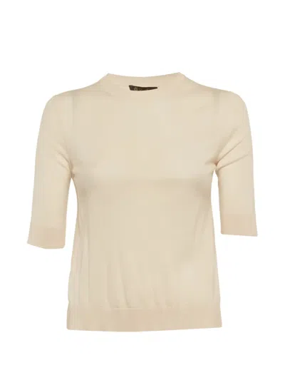 Pre-owned Loro Piana Short-sleeved Cashmere Fine-knit Top In Neutral