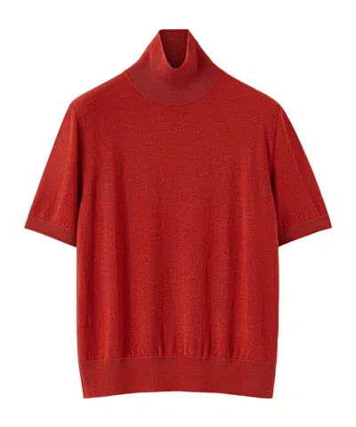 Loro Piana Short-sleeved Turtleneck Sweater In Red