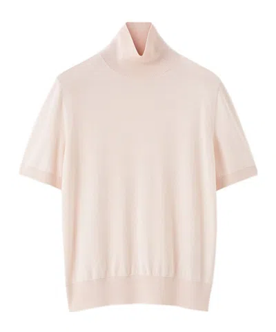 Loro Piana Short-sleeved Turtleneck Sweater In Pink