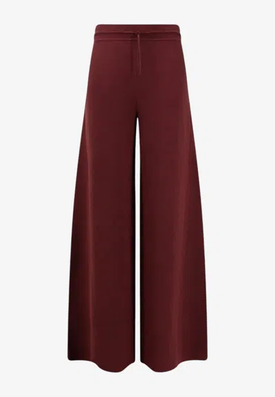 Loro Piana Siena Silk Flared Pants In Burgundy