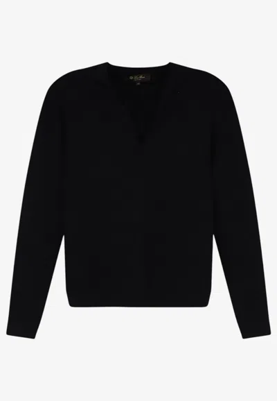 Loro Piana Siena Silk-blend Polo Sweater In Black