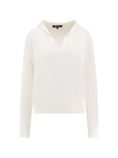 Loro Piana Siena V-neck Sweater In White