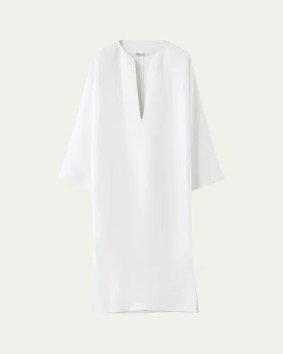 Loro Piana Silene Long Sleeve Linen Dress With Pockets In White