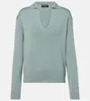Loro Piana Silk And Cotton Polo Sweater In Blue