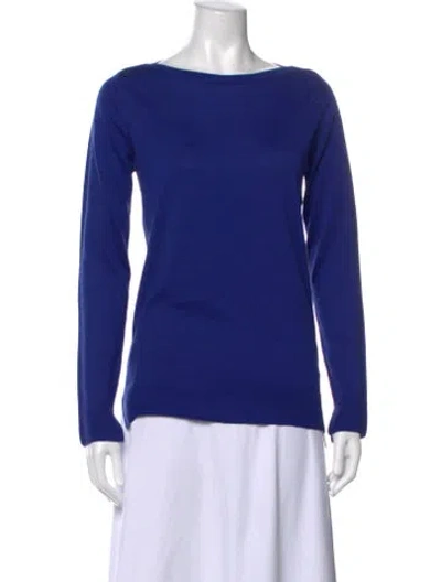 Pre-owned Loro Piana Silk Bateau Neckline Sweater In Blue