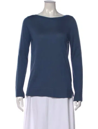 Pre-owned Loro Piana Silk Bateau Neckline Sweater In Blue