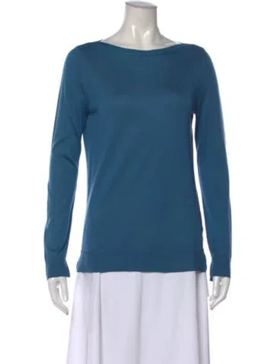 Pre-owned Loro Piana Silk Bateau Neckline Sweater In Blue
