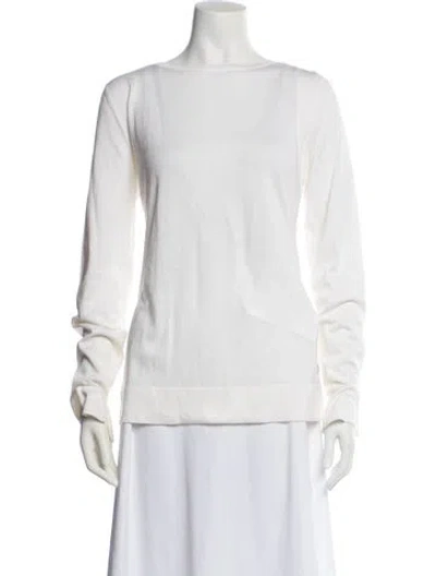 Pre-owned Loro Piana Silk Bateau Neckline Sweater In White