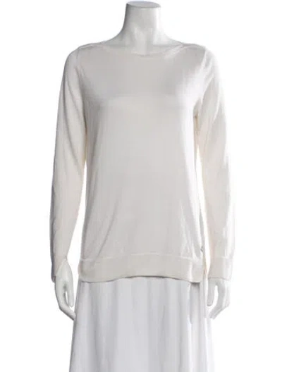 Pre-owned Loro Piana Silk Bateau Neckline Top In Neutrals