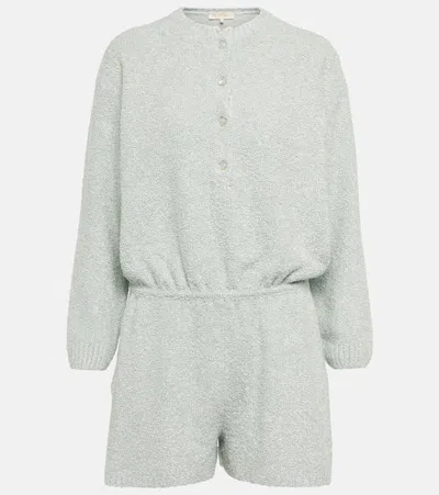 Loro Piana Silk Bloucé Playsuit In Grayed Jade