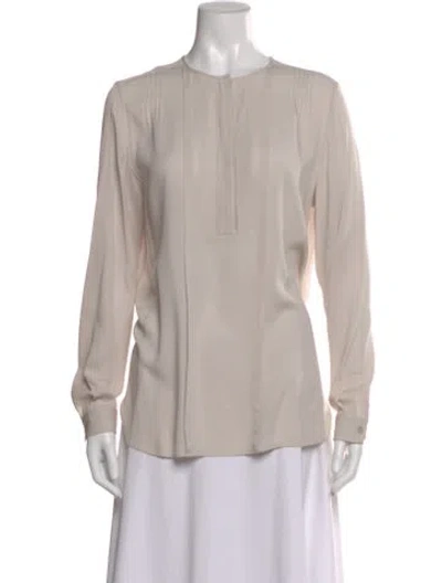Pre-owned Loro Piana Silk Crew Neck Blouse In Neutral