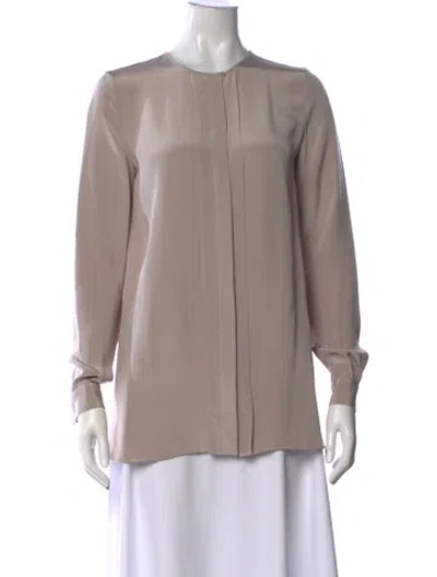 Pre-owned Loro Piana Silk Crew Neck Blouse In Neutral