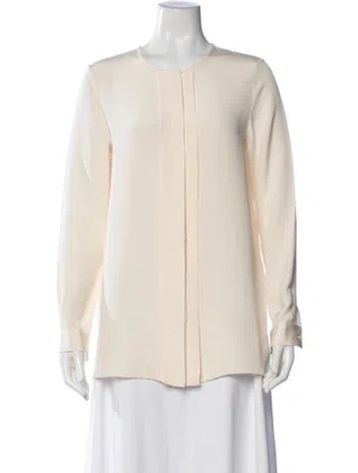 Pre-owned Loro Piana Silk Crew Neck Blouse In Neutral