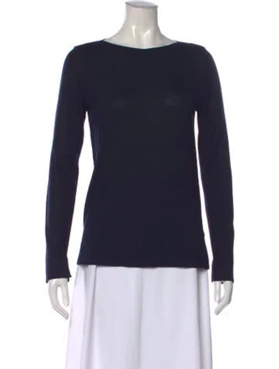 Pre-owned Loro Piana Silk Crew Neck Sweater In Blue