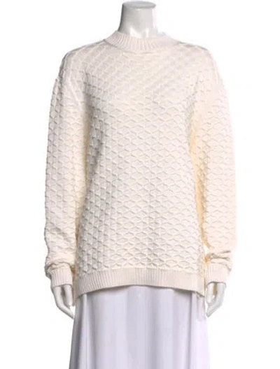 Pre-owned Loro Piana Silk Crew Neck Sweater In Neutrals