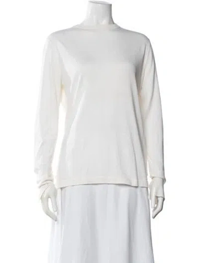 Pre-owned Loro Piana Silk Crew Neck Sweater In Neutrals