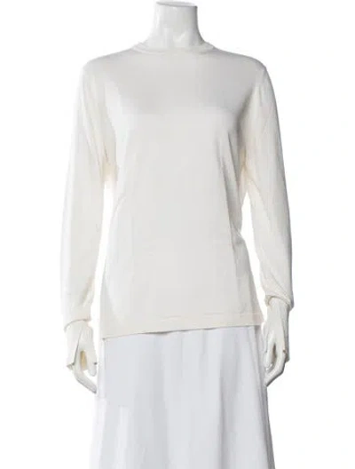 Pre-owned Loro Piana Silk Crew Neck Sweater In Neutrals