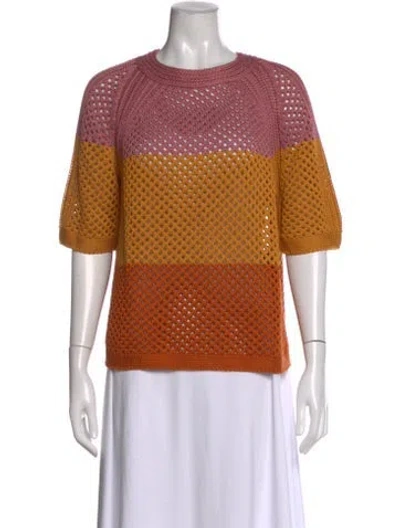 Pre-owned Loro Piana Silk Crew Neck Sweater W/ Tags In Orange