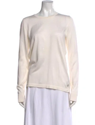 Pre-owned Loro Piana Silk Crew Neck Sweater In White