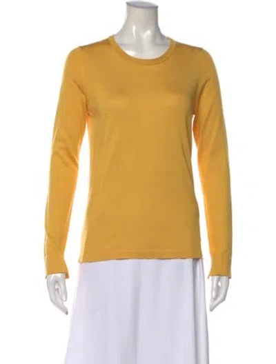 Pre-owned Loro Piana Silk Crew Neck Sweater In Yellow