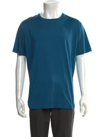 Pre-owned Loro Piana Silk Crew Neck T-shirt In Blue