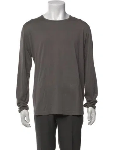 Pre-owned Loro Piana Silk Crew Neck T-shirt In Gray