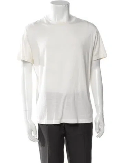 Pre-owned Loro Piana Silk Crew Neck T-shirt In White