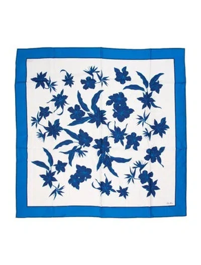 Pre-owned Loro Piana Silk Floral Print Scarf W/ Tags In Blue