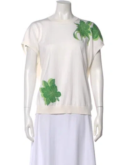 Pre-owned Loro Piana Silk Floral Print Top In Neutral