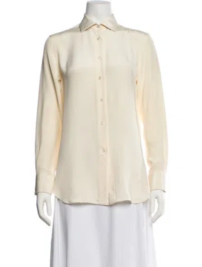 Pre-owned Loro Piana Silk Long Sleeve Blouse In Neutral