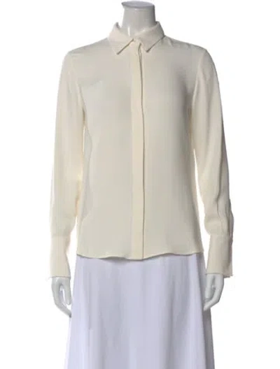 Pre-owned Loro Piana Silk Long Sleeve Blouse In Neutral