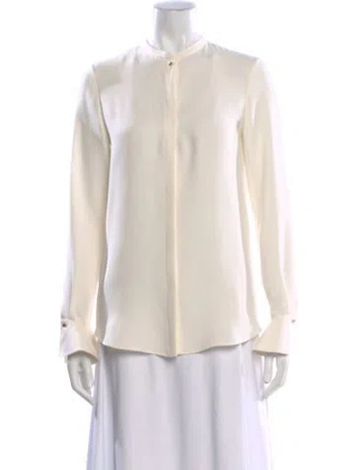 Pre-owned Loro Piana Silk Long Sleeve Blouse In Neutral