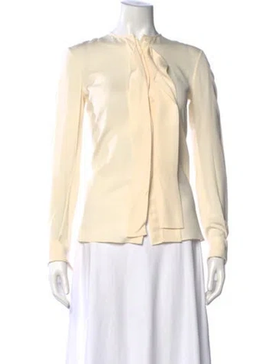 Pre-owned Loro Piana Silk Long Sleeve Blouse In Neutral