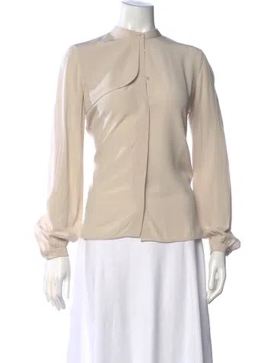 Pre-owned Loro Piana Silk Long Sleeve Blouse In Neutral