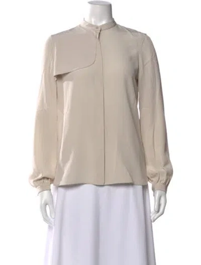 Pre-owned Loro Piana Silk Long Sleeve Blouse In Neutrals