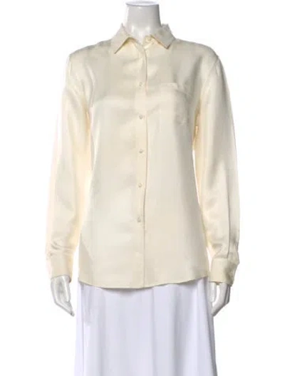 Pre-owned Loro Piana Silk Long Sleeve Button-up Top In Neutral