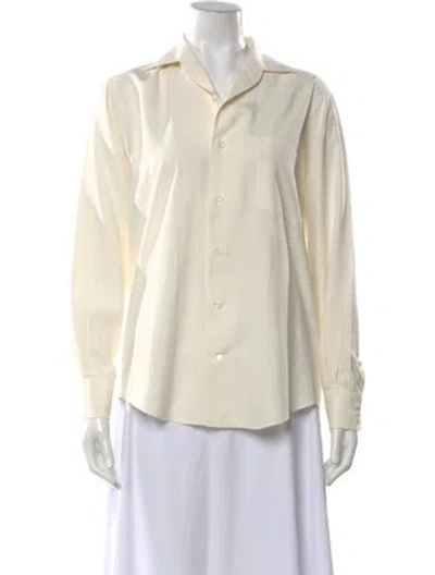 Pre-owned Loro Piana Silk Long Sleeve Button-up Top In Neutral