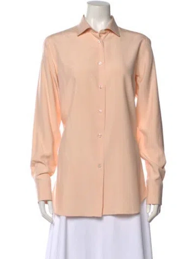 Pre-owned Loro Piana Silk Long Sleeve Button-up Top In Pink